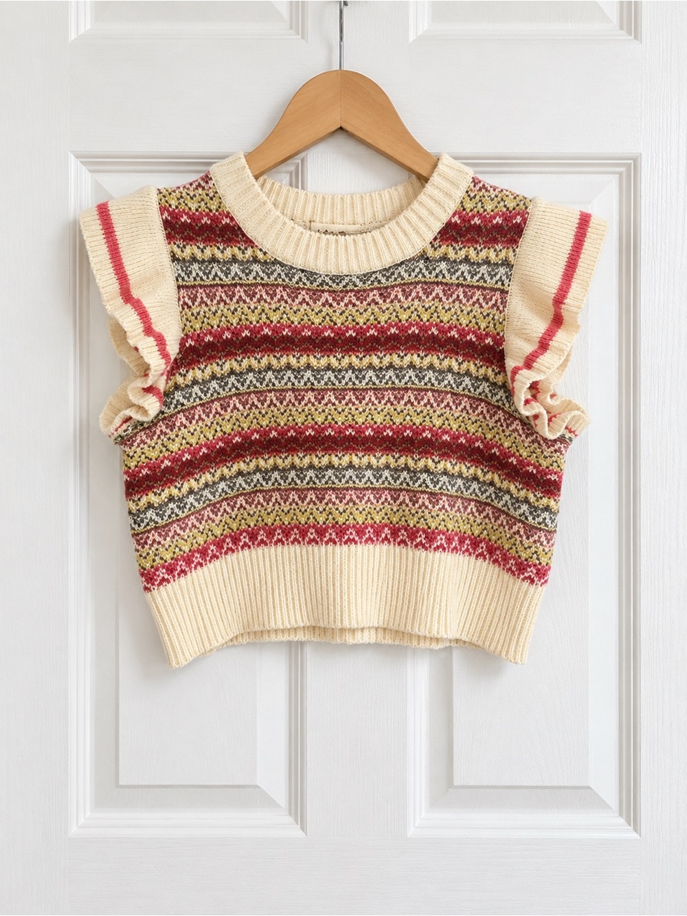 Matilda Jane Girls Fair Isle Ruffle Sweater Vest Size 6